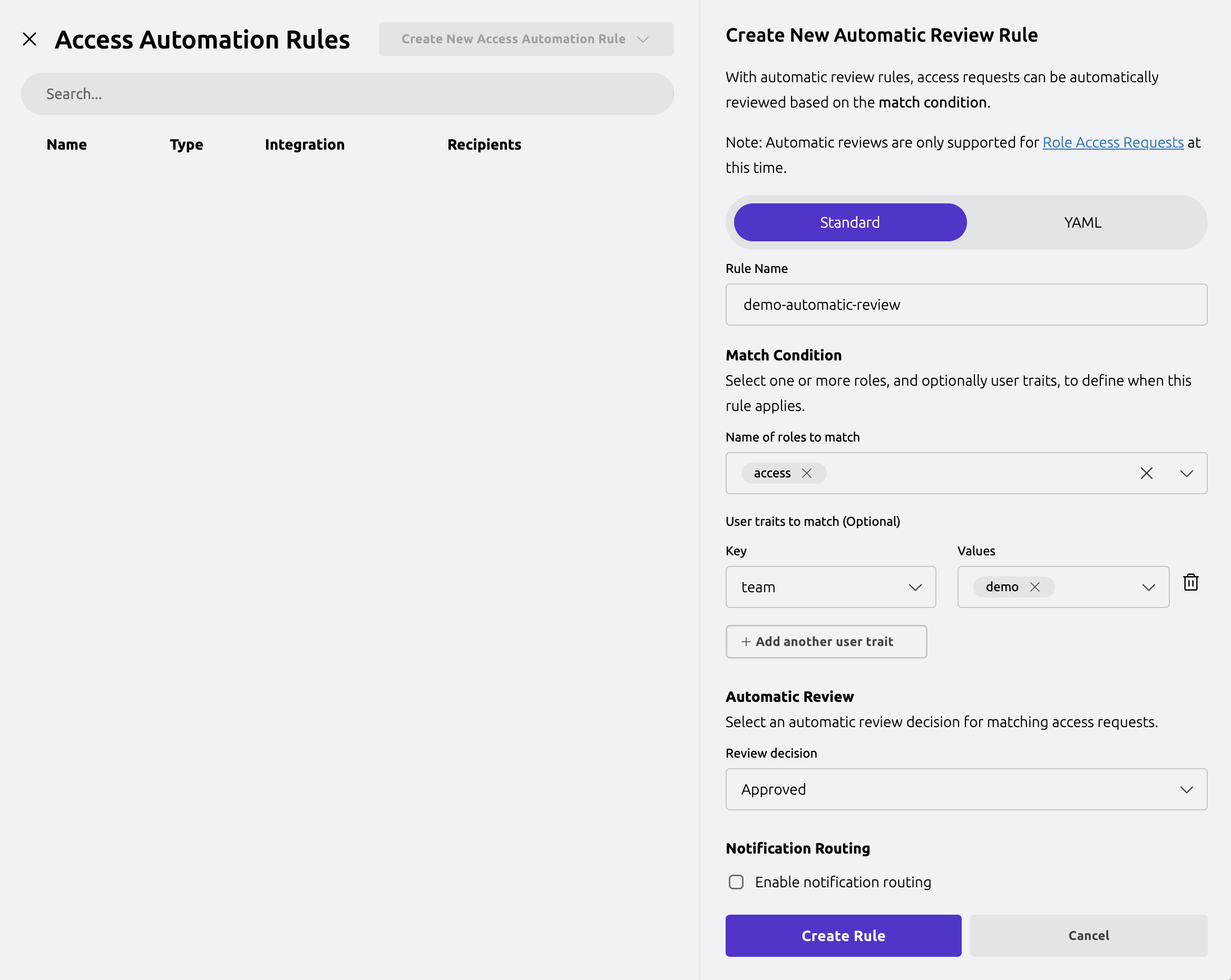 Create Automatic Review Rule Editor