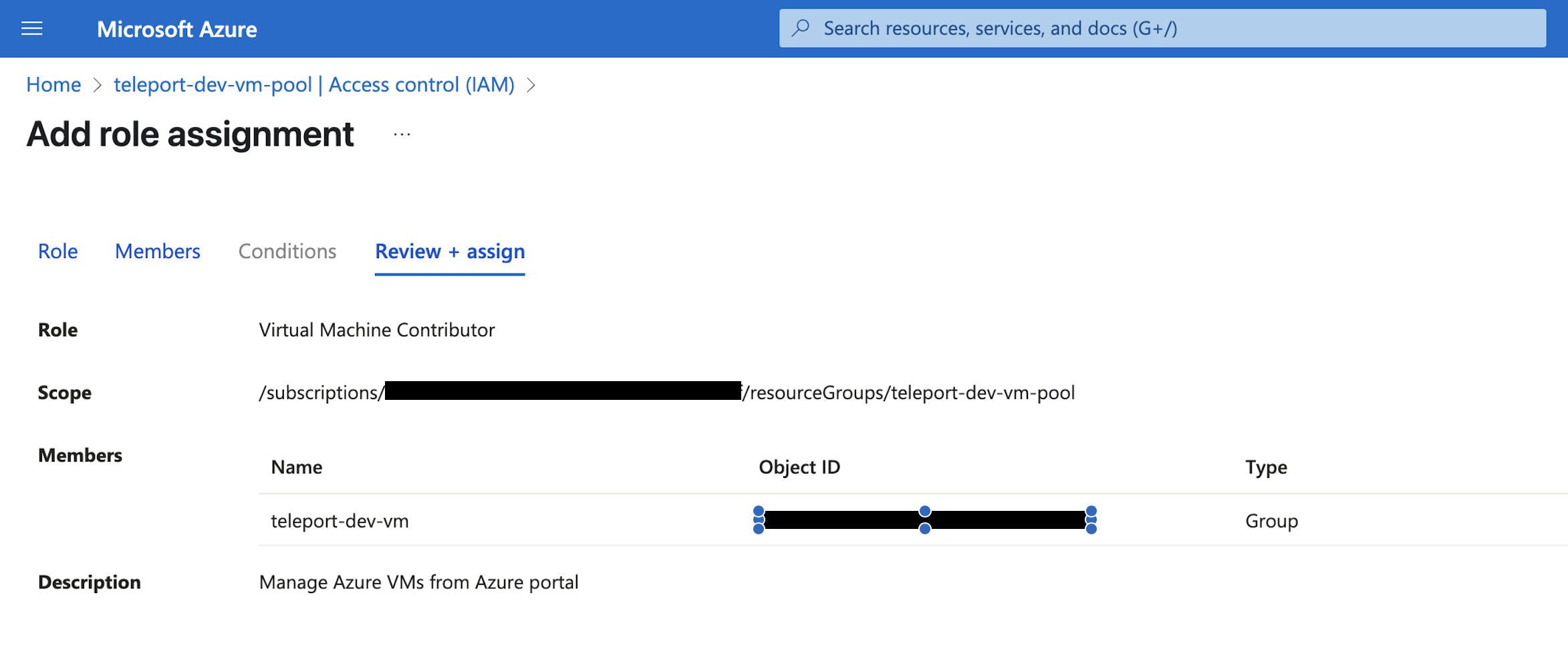 Entra ID resource group role assignment